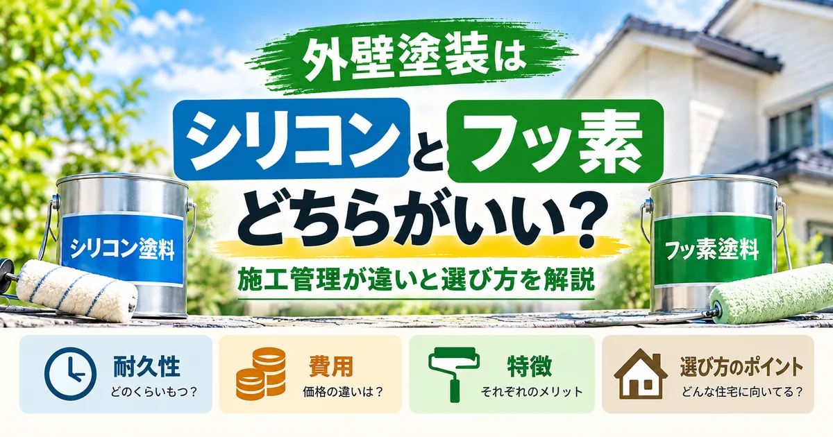 外壁塗装のシリコン塗料とフッ素塗料の違い・選び方を解説する比較画像