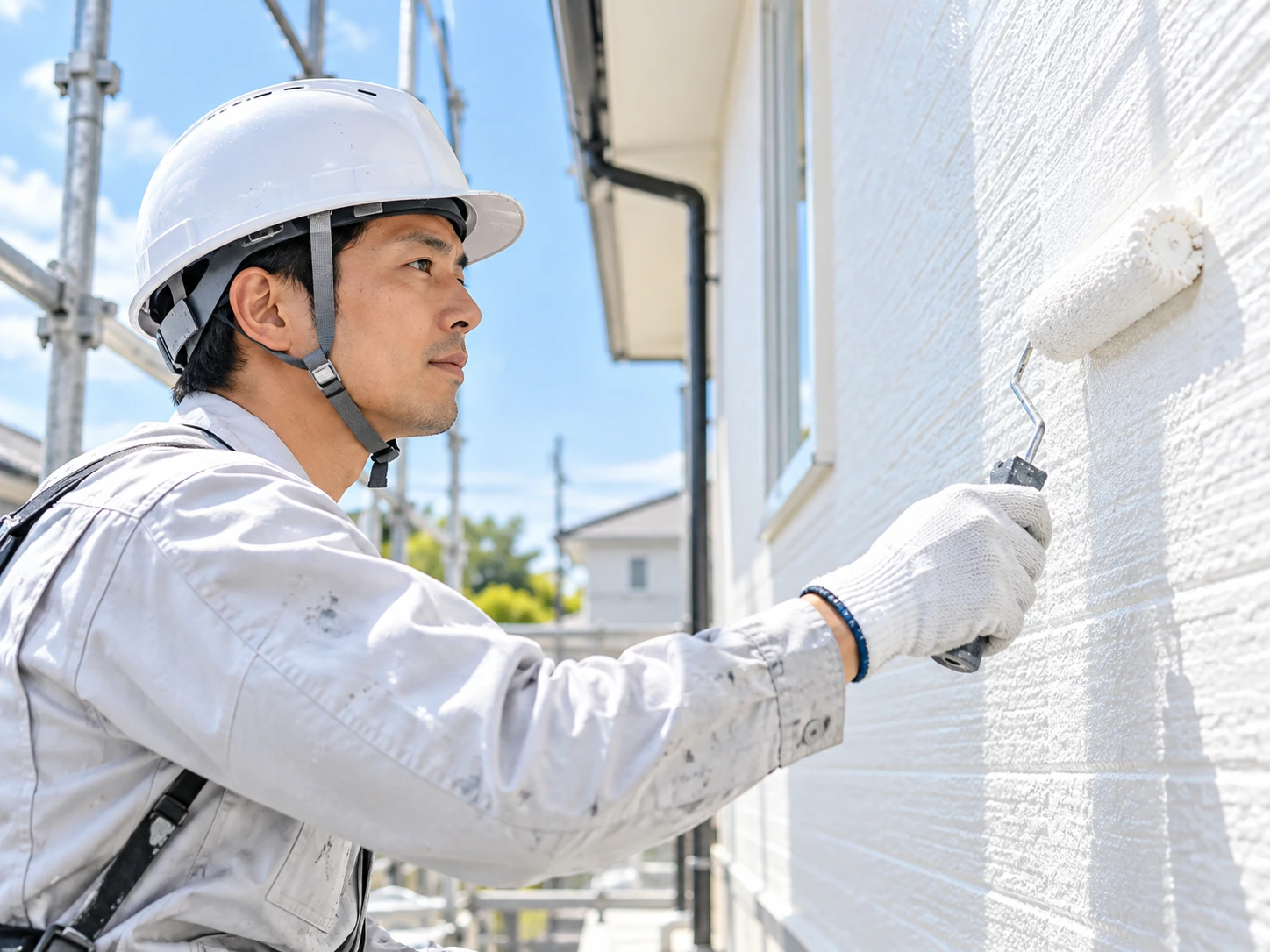 外壁塗装の作業を進める職人のイメージ