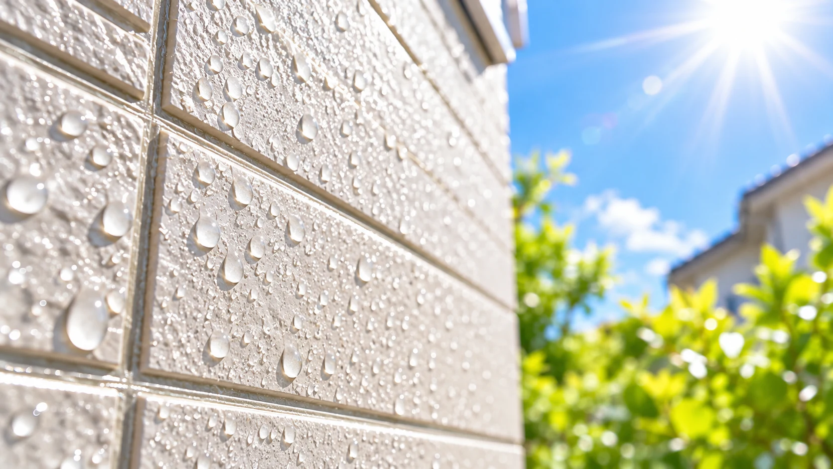 雨水をはじく外壁材の表面イメージ