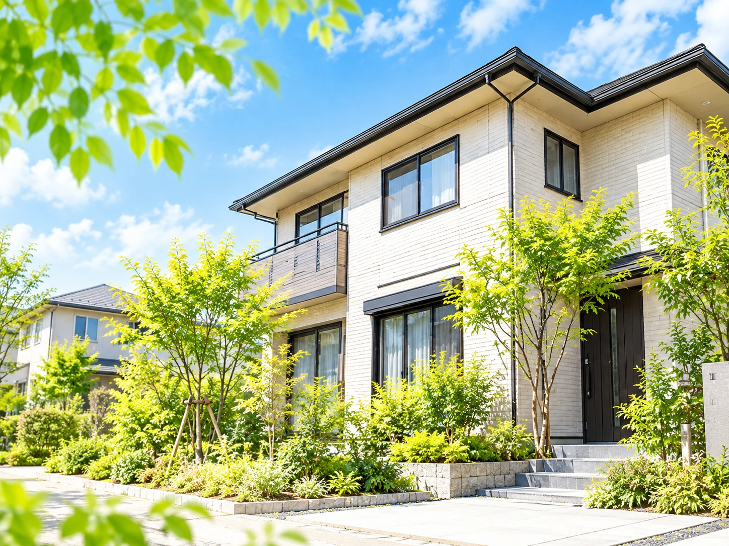 明るい庭のある戸建て住宅のイメージ